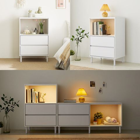 파로마 루시 LED 2단서랍 수납장 장식장 착불