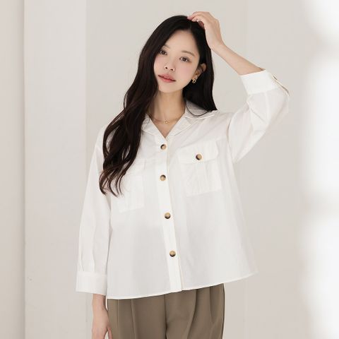 (~XXL까지) 제오 오픈카라 투포켓 코튼 셔츠 투웨이 봄 가을 데일리 일상 캐쥬얼 출근룩 빅사이즈