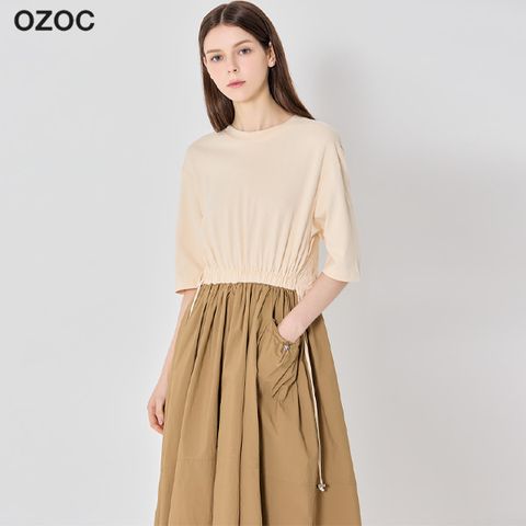 (OZOC)] 우븐 배색 언발 원피스 (택가격: 169000원)