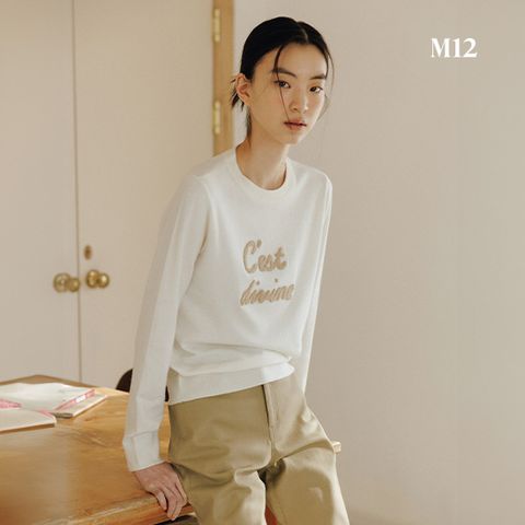 M12 25SS 여성 라운드넥 레터링 니트 4종
