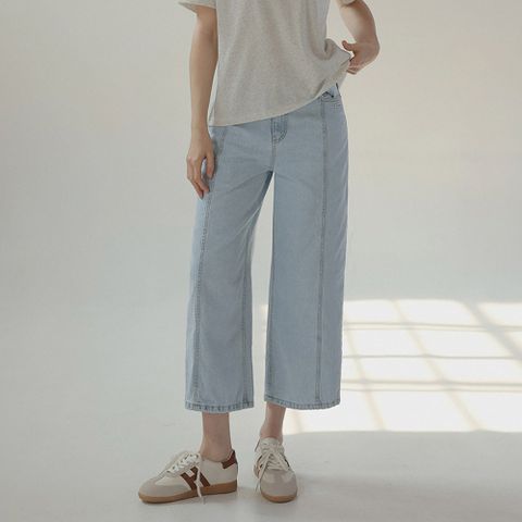 [RR]587 절개 데님 아이스 크롭팬츠