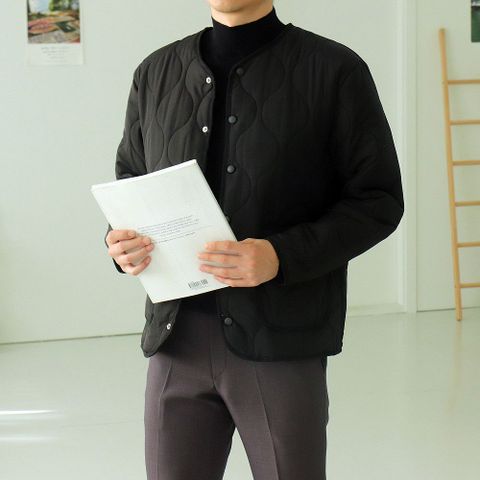 [브리치]  / 남자경량패딩 오버핏 라운드 깔깔이 남자퀄팅자켓