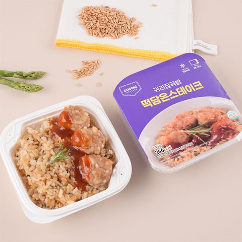 포켓도시락 간편식사 즉석밥 냉동도시락 귀리잡곡밥 떡담은 스테이크 10팩