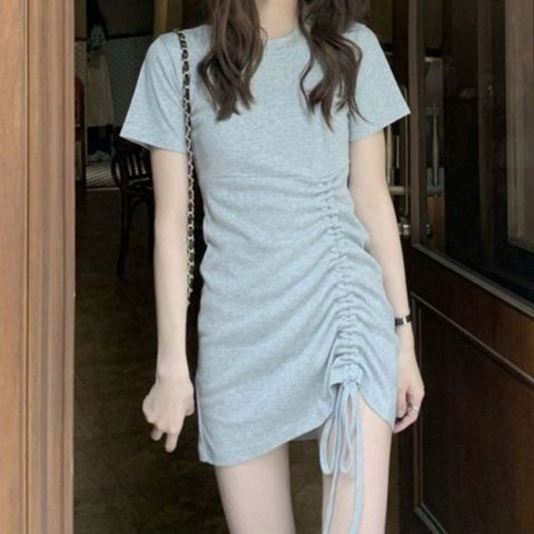 원피스 미니 여름 스트링 전면 티셔츠 포인트 심플 옷