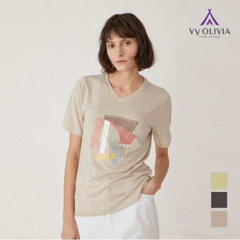 브이넥 프린트 티셔츠_VVBASYM4161