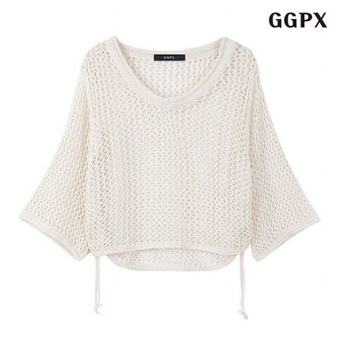 정상가:59,000원 | 그물 셔링 V넥 썸머 데일리 크롭 긴팔 니트 (GOBKT026D)
