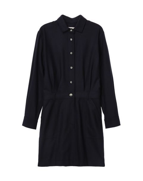 [바네사브루노] [[22FW]] VIDR2F210N3 다크네이비 턱장식 램스울 긴팔원피스