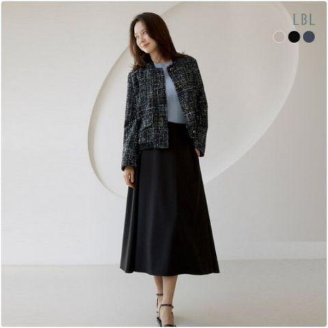 25SS 메탈 핀스트라이프 훌 스커트