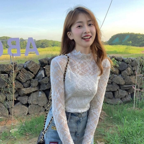 여성 레이어드 이너 시스루  폴라 긴소매 니트 티셔츠 (28832935)