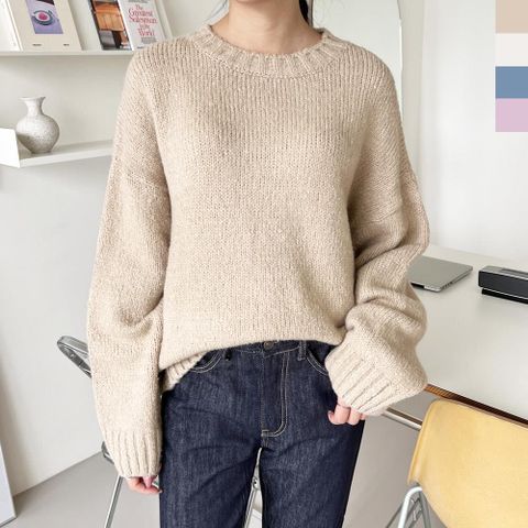 [다잇템] 여자 FW 스웨터 U넥 박시핏 박시 티셔츠