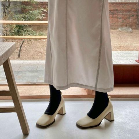 [브리치]  / 스퀘어 펌프스 7cm 통굽 발볼 넓은 발편한구두