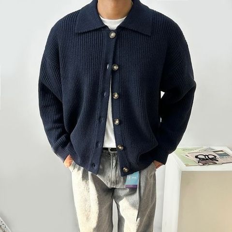 [브리치] 영스룩 / 남자두꺼운가디건 겨울 오버핏 카라가디건