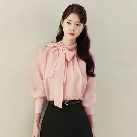 (~XL까지) 젠다 타이넥 핀턱 시스루 블라우스 봄 가을 오피스룩 하객룩 데이트룩 모임룩 미시룩 빅사이즈