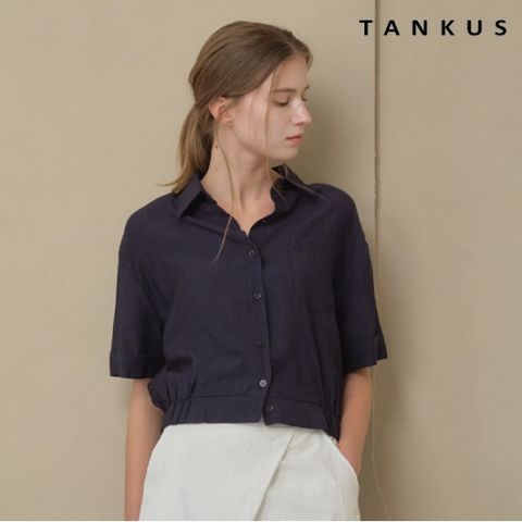 정상가:59,000원 ㅣ 벌룬핏 크롭 반팔 셔츠 (TX1BL020L0)