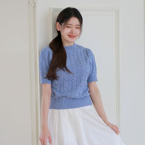 [최초가 69,000원]노블린 모크넥 케이블 하프슬리브 니트 2종세트