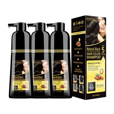 나녹신 쉽고 빠른 염색 새치커버 염색샴푸 200ml, 블랙  3개