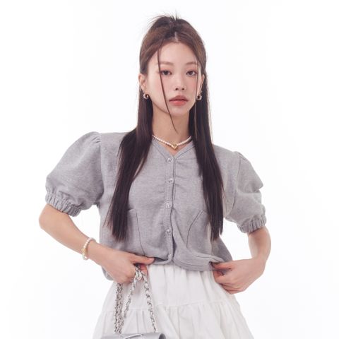 SWEAT PUFF CARDIGAN_GREY