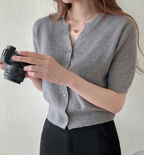 [여름가디건] 린넨 브이넥 반팔니트, 반팔가디건 T_YW776
