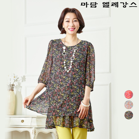 로벨리아 쉬폰 원피스형 블라우스 K201BL11