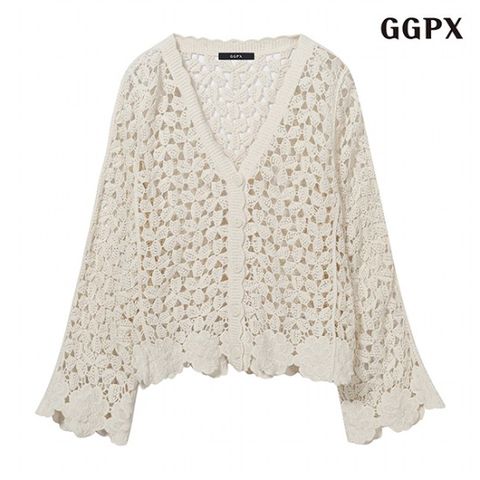 정상가:79,000원 ㅣ 브이넥 뜨개 자수 가디건 (GPBCK004D)