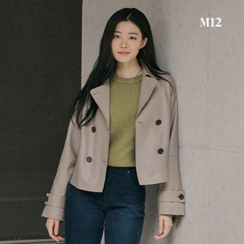 M12 여성 브리티쉬 램스킨 하프 트렌치 자켓