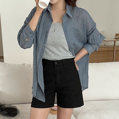 여리한 썸머 루즈핏 긴팔 거즈 셔츠 82460 빅사이즈 여성의류