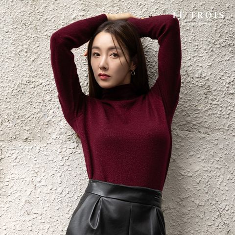 [하프클럽/르투아]24FW  캐시미어 글리터 하프넥 니트