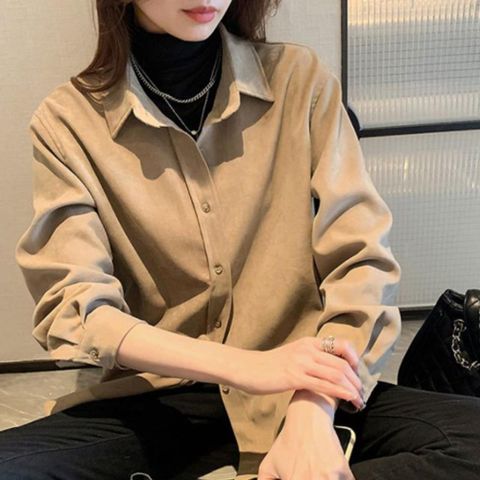 여자 골덴남방 루즈 오버핏 퍼프 박시 코듀로이 셔츠_3