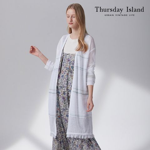 [Thursday Island] 여성 스트라이프 로브 롱가디건(T214MCD231W)