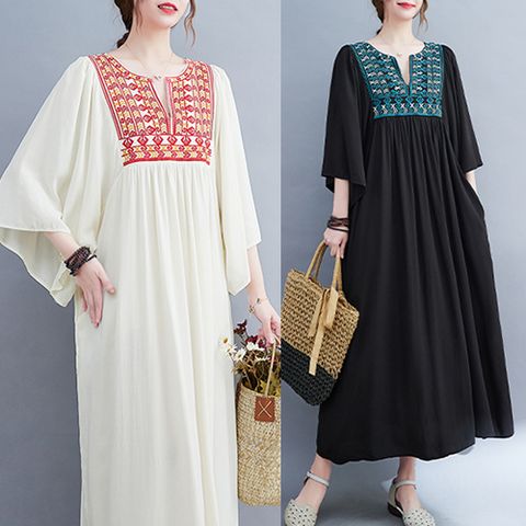 B-239634 - 차르르 면 롱 원피스/빅사이즈/루즈핏/여름/간절기/엄마옷/데일리
