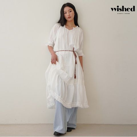 보헤미안 라운드 프릴 자수 밴딩 롱 원피스 (WICAOP006)