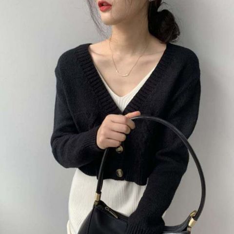 여성 꽈배기 카디건 크롭 니트 숏가디건 브이넥가디건 베이직가디건 니트 캐주얼가디건