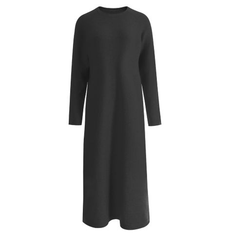 밑단 옆트임 여성 라운드 나그랑 데일리 캐시미어 긴팔 니트 원피스 FR.B-WDR-1691-블랙