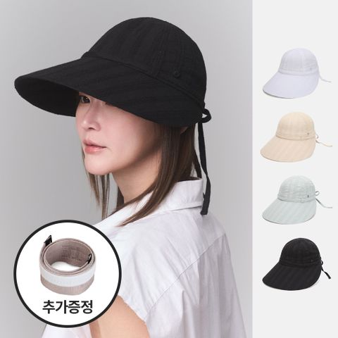 플로랄 펀칭 코튼 스트링리본 UV 와이드챙 볼캡 로데스 (4 colors)