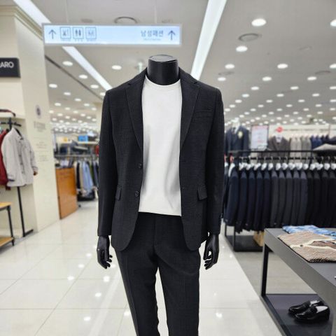 블랙 투톤 린넨라이크 셋업 수트세트 FIE4533S