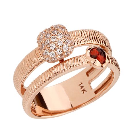 14K 보석상자 투라인반지가넷3mm