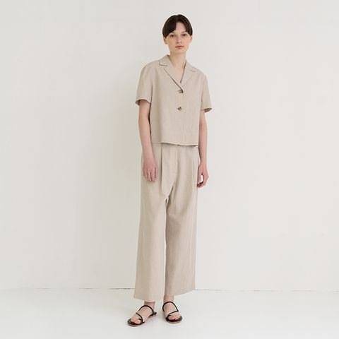 [노타]linen daily semi wide pants beige