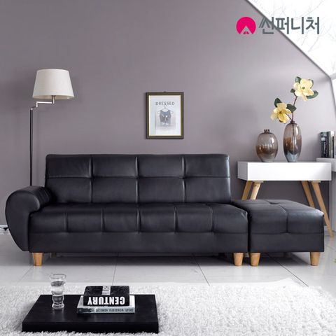 [수도권무료배송]썬퍼니처 샤이니 3인용 가죽 소파+스툴