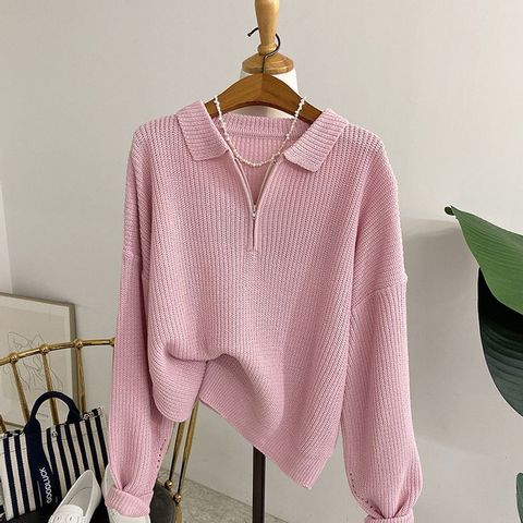[브리치]  / 딜리브 반집업 카라 박시핏 니트(5color)