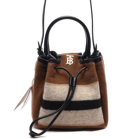 22SS 여성 모노그램 스트라이프 울 버킷 토트숄더백 8049286_WARMWALNUT_BLACK_22S