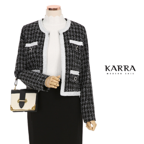 KARRA 큐빅버튼미니멀트위드자켓_KB0FJK314C