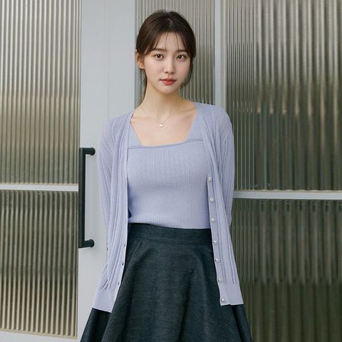 [최초가 89,000원][르포엠]스텔라 골지 가디건 앙상블 4종세트