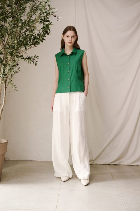 Wide Linen Pants White