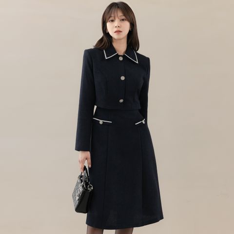 [시크라인] (~XXL까지) 오프라 레이어드 트위드 원피스  하객룩 모임룩 연말룩 겨울코디 오피스 자체제작 빅사이즈