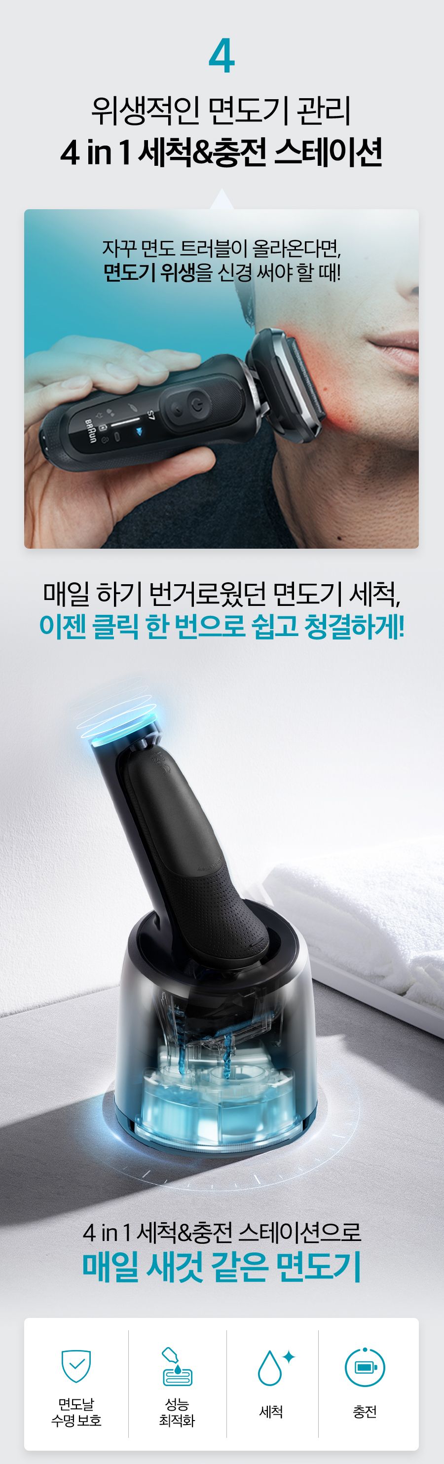 [BRAUN]  전기면도기 New 시리즈7 72-N7200cc 블랙+세정액 2개
