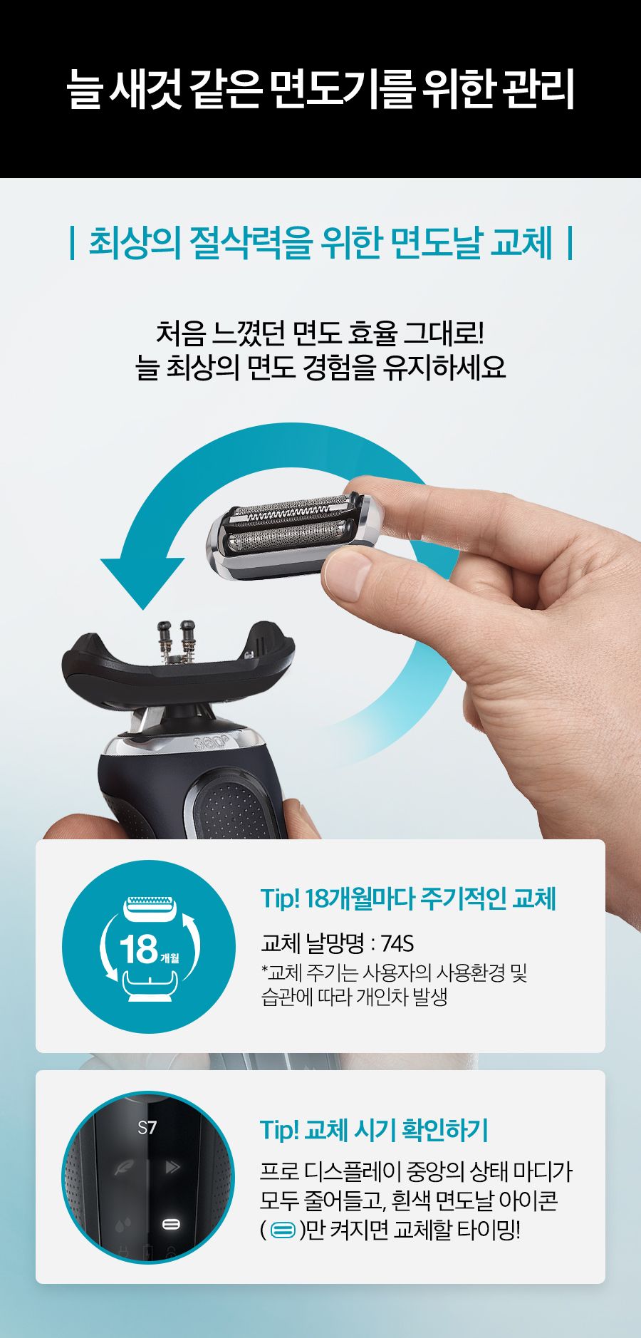 [BRAUN]  전기면도기 New 시리즈7 72-N7200cc 블랙+세정액 2개