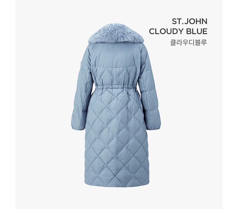 [최초가219,000원]센존블루라벨 양모카라 롱 퀼팅 구스 다운코트