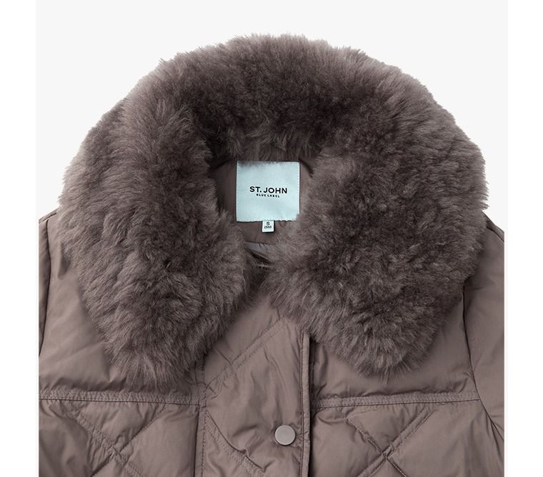 [최초가219,000원]센존블루라벨 양모카라 롱 퀼팅 구스 다운코트