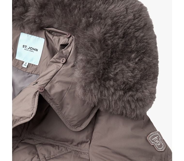 [최초가219,000원]센존블루라벨 양모카라 롱 퀼팅 구스 다운코트