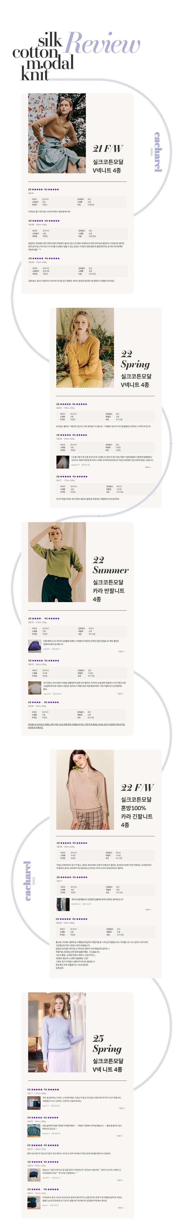 [온플/Cacharel] 까사렐 23FW NEW 실크코튼모달 V넥니트 4종